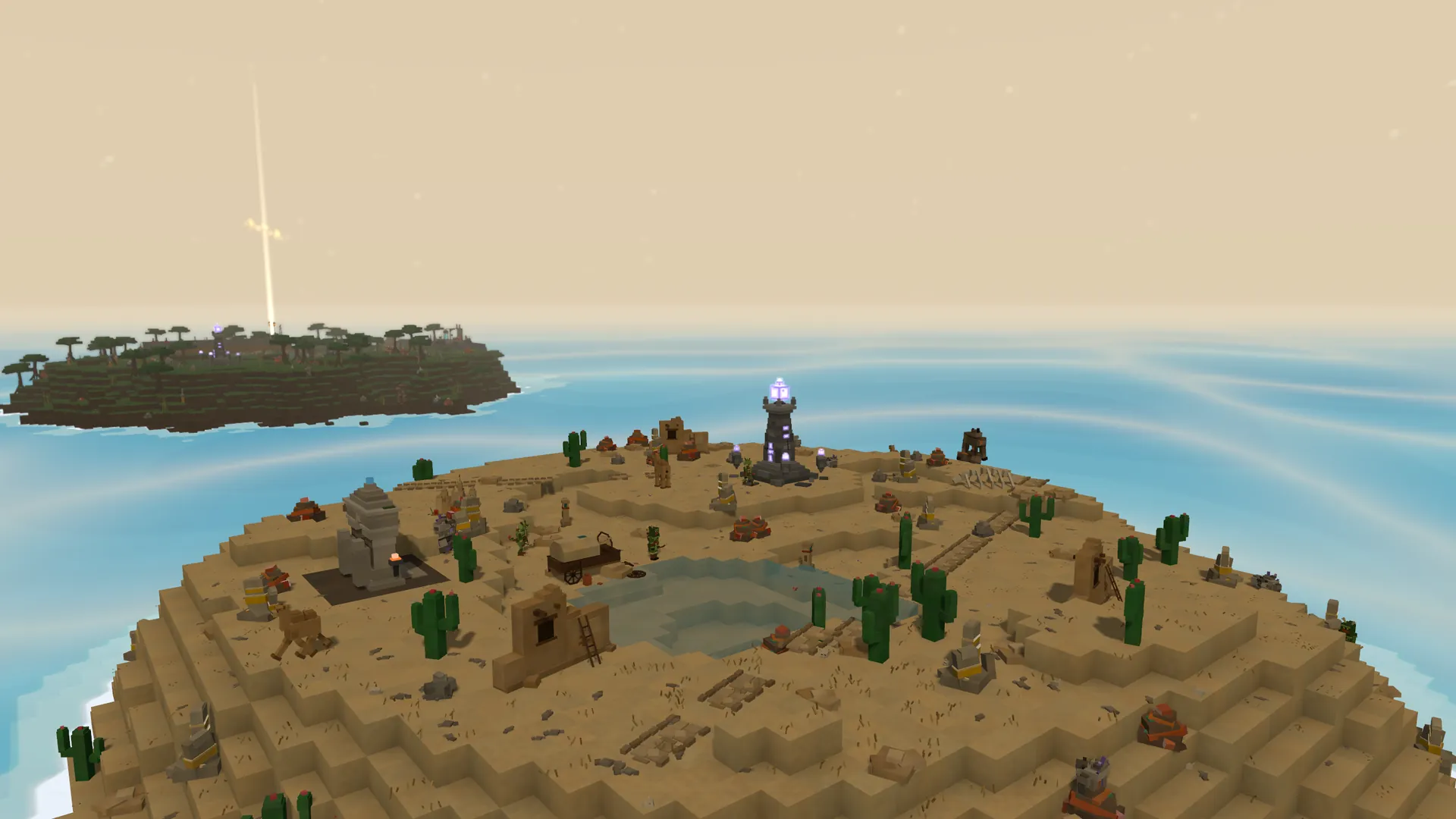 Desert island: an oasis, cacti and the Monument